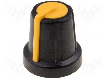 Копче за потенциометър GMN-2YL Копче за потенциометър; миниатюрно; ABS; Ос:6mm; O16x16mm; черен